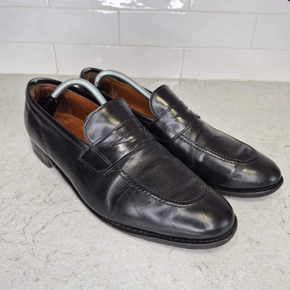 Allen Edmonds Lake Forest Loafers Shoes Black Leather‎ Hand Crafted in USA 12 D